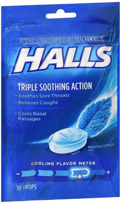 HALLS Extra Strong Menthol Cough Drops, Throat Lozenges, Sore